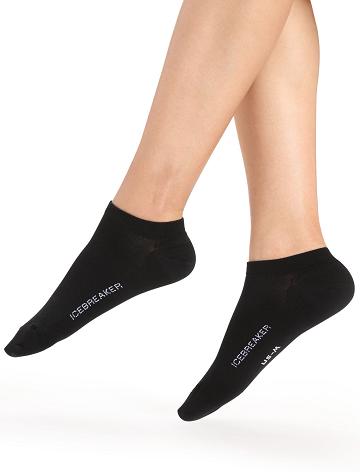 Dámské Ponožky Icebreaker Merino Lifestyle Fine Gauge No Show Černé Bílé | CZ 1524MQZA
